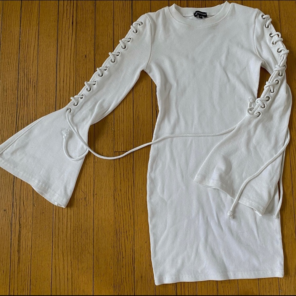 White ribbed Dress.